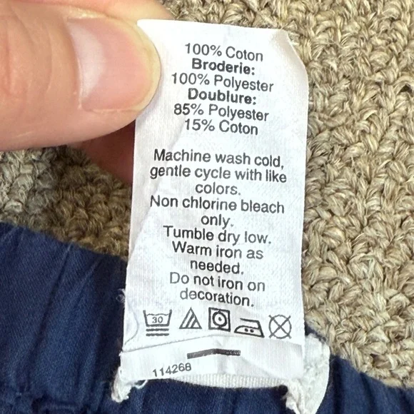 Crewcuts: Navy Blue Lattice Embroidered Cotton Skirt, Size 10 - Picture 8 of 8